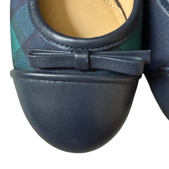 Talbots blair ballet flats indigo blue multi plaid women's size 6M leather sole - Picture 5 of 11